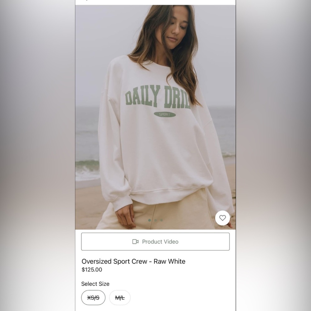 Daily Drills Oversized Sport Crew - White